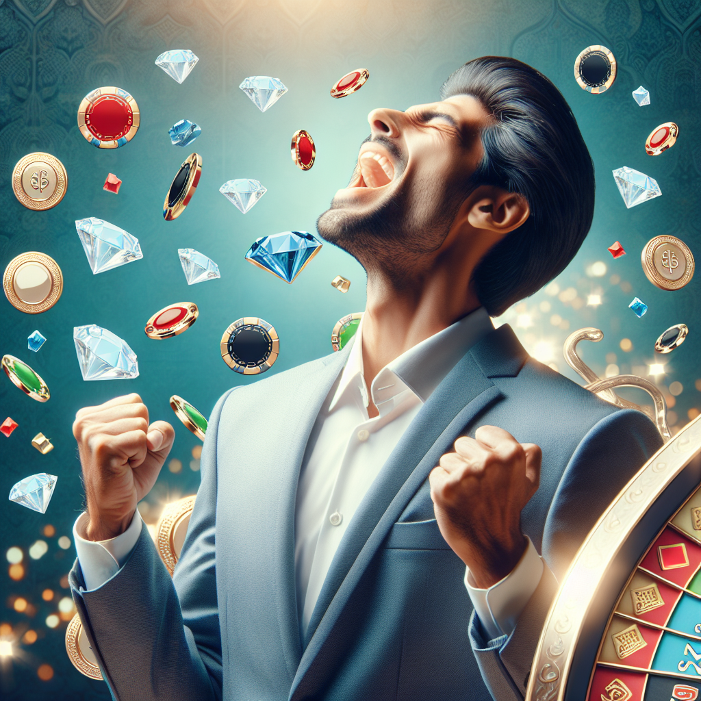 Jugador celebrando una victoria en Fortune Gems